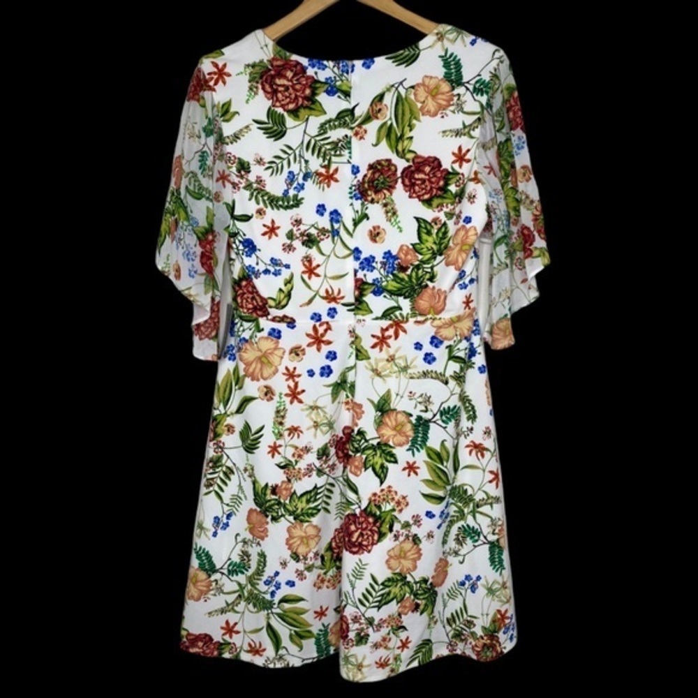 Tash + Sophie Flounce Sleeve Floral Mini Dress NWT Luau Hawaii Beach Tropical - Picture 7 of 13